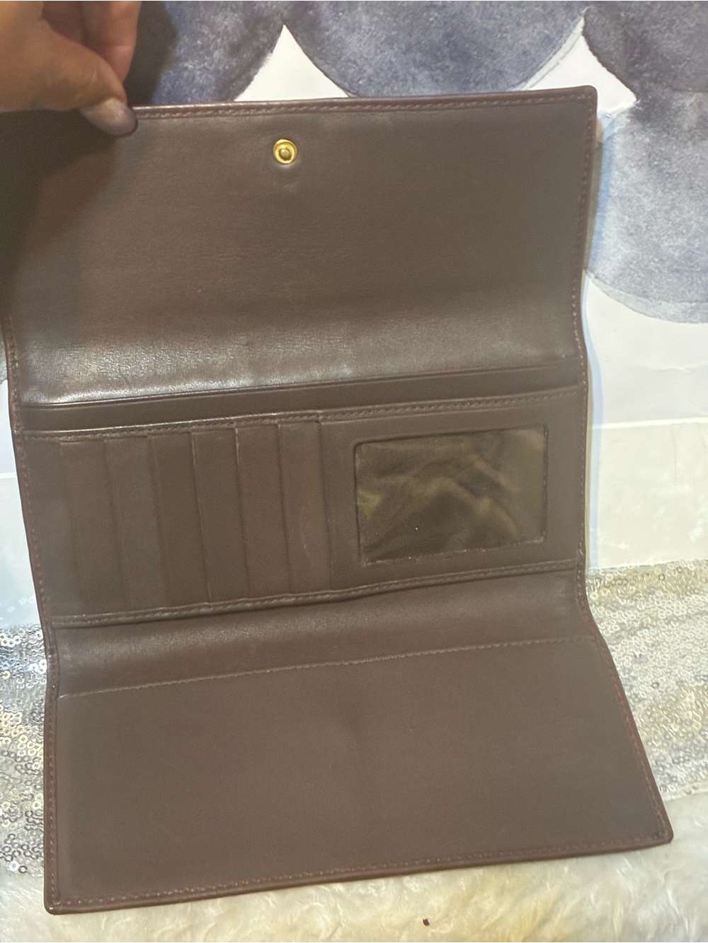 Vintage Coach Brown Signature Leather Trifold Wallet - Picture 6 of 8